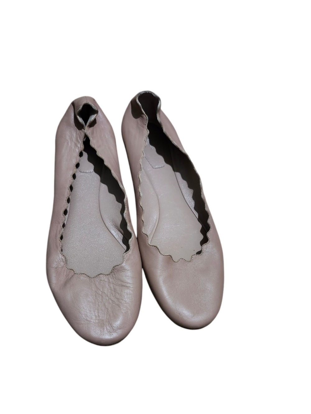 Chloe Scalloped Ballet Flats - Light Taupe